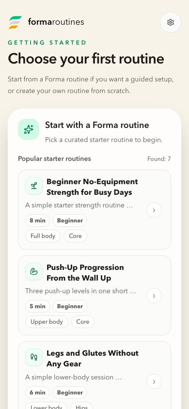 Forma routine library with free starter routines